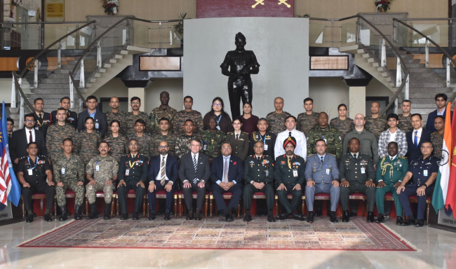 Secretary (West) Shri Sibi George delivered the valedictory address at the UNPDT Training of Trainers on UN Pre-Deployment, attended by officers from 15 friendly countries and the Rakebit Indian Army, held at the UN Peacekeeping Center, Manekshaw Centre in New Delhi